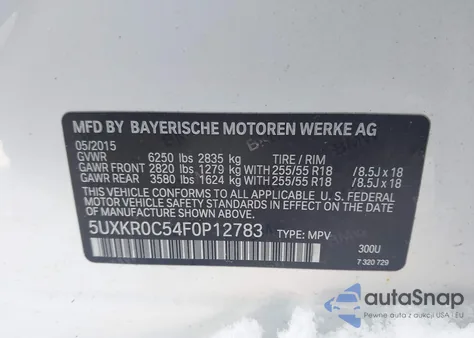 2015 BMW X5 xDrive35I из США, поврежденный, VIN 5UXKR0C54F0P12783